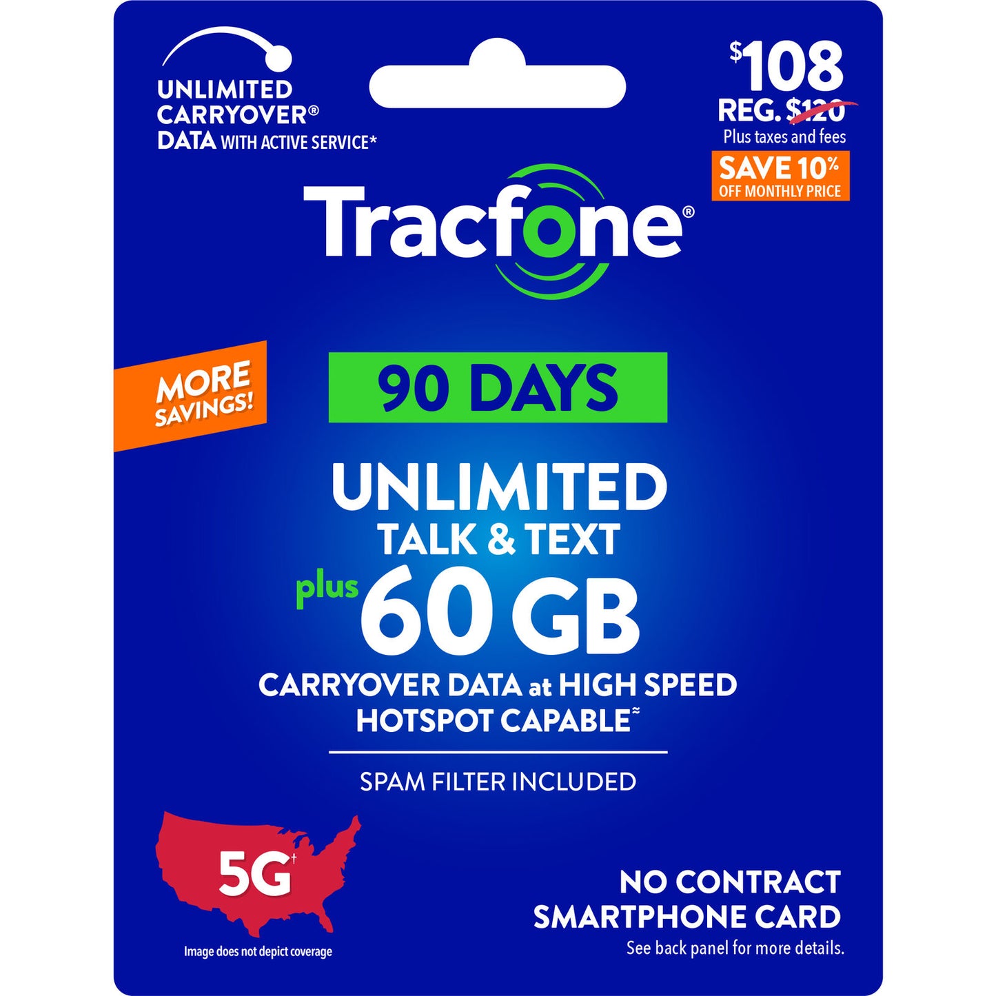 Tracfone $108 Unlimited Talk & Text, 60 GB of Data/90 Days Refill/TopUp FAST 🔥🔥🔥